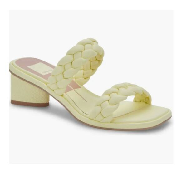 Dolce Vita yellow Ronin Slide Braided Sandal Size 12 Chunky Low Heel Resortwear - Picture 1 of 12